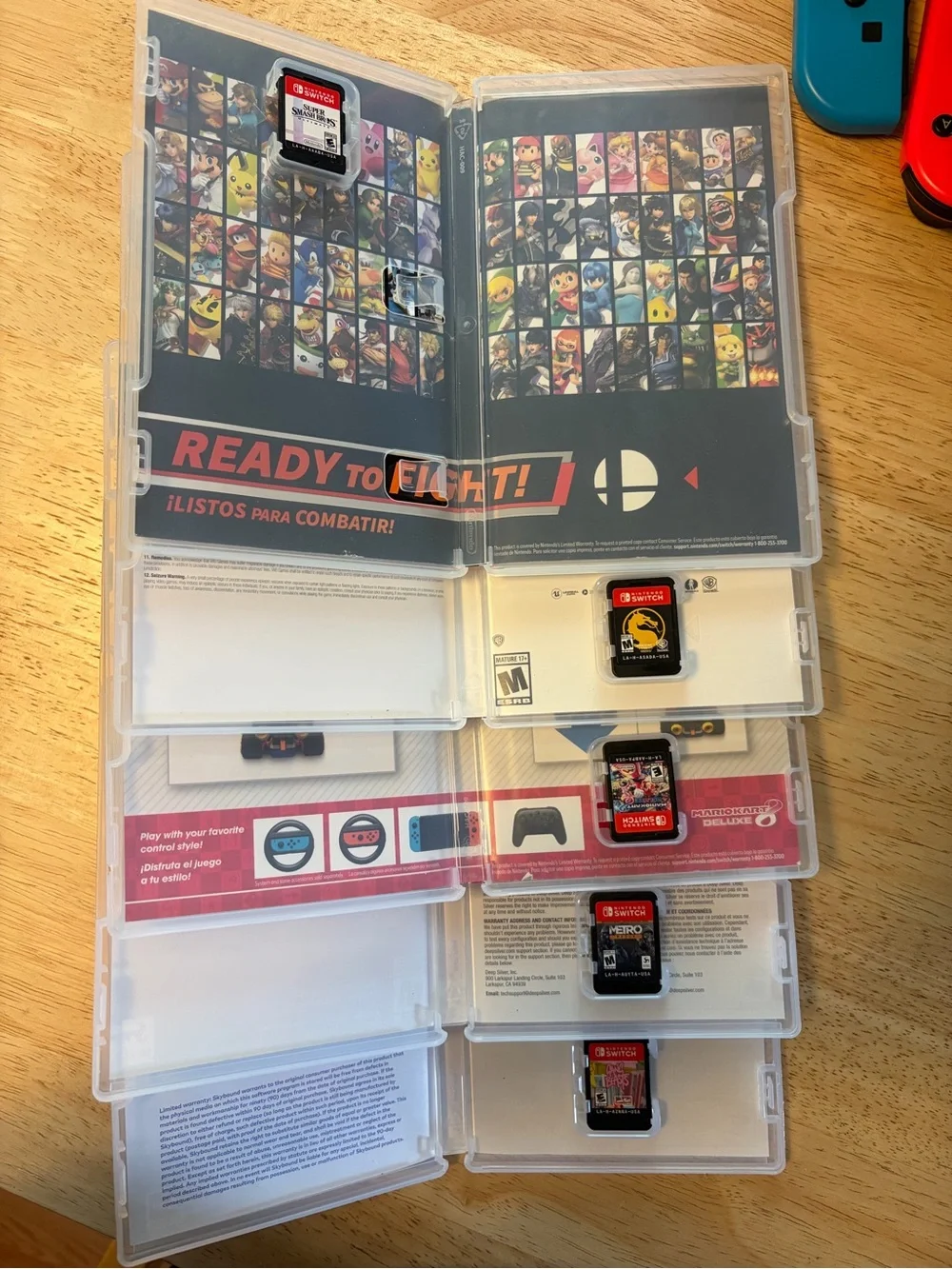 Nintendo Switch with Neon Red & Neon Blue Joy‑Con and Five Games